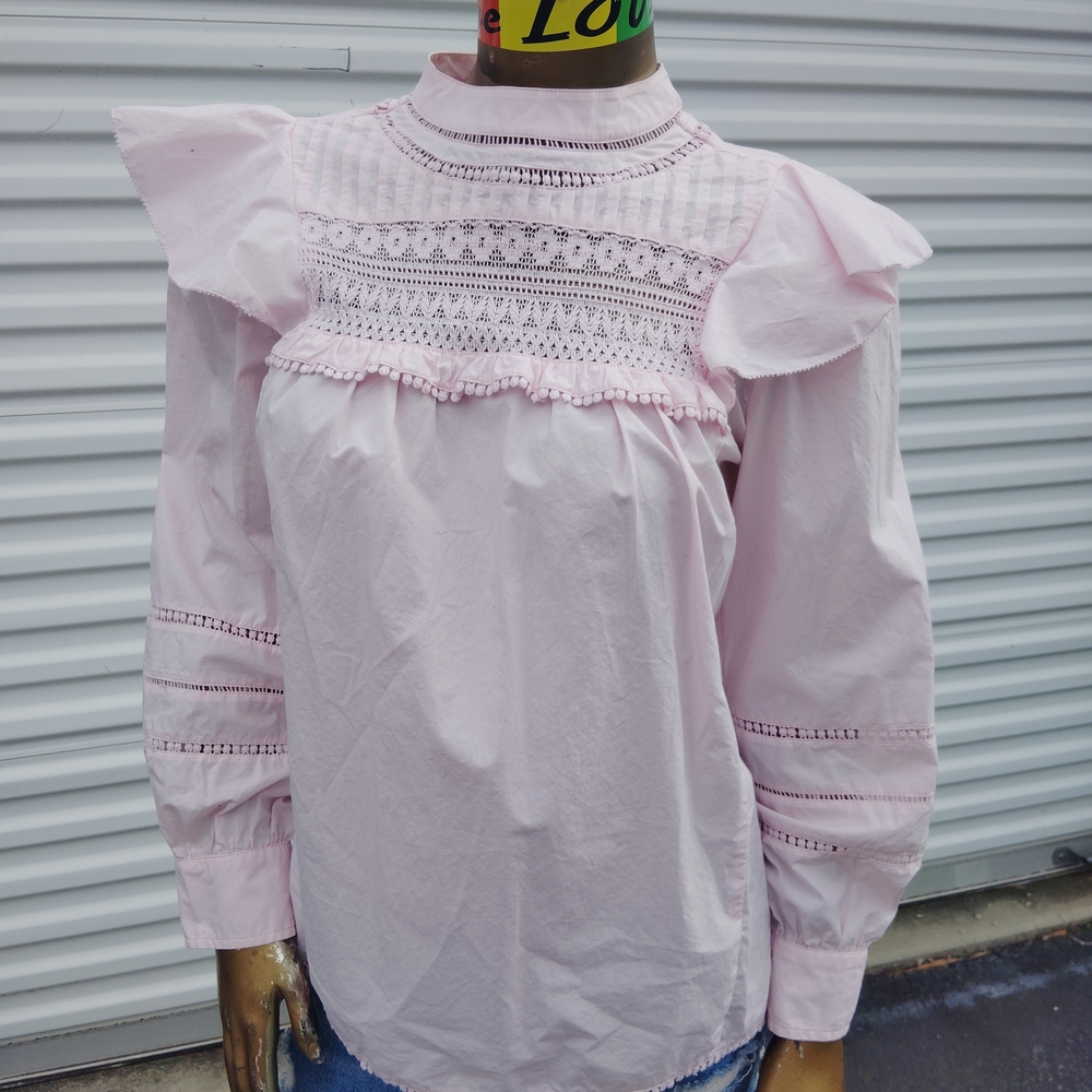 J. Crew Light Pink Ruffled Blouse
